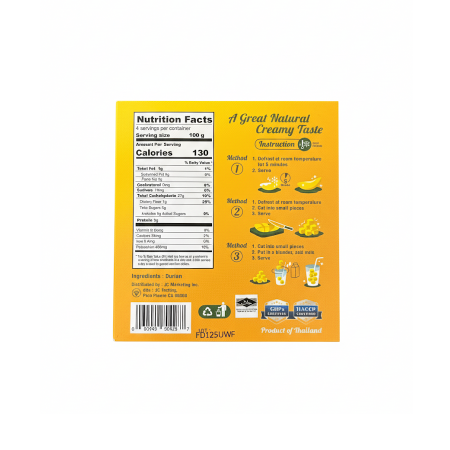 Frozen Seedless Durian Monthong | OK Brand